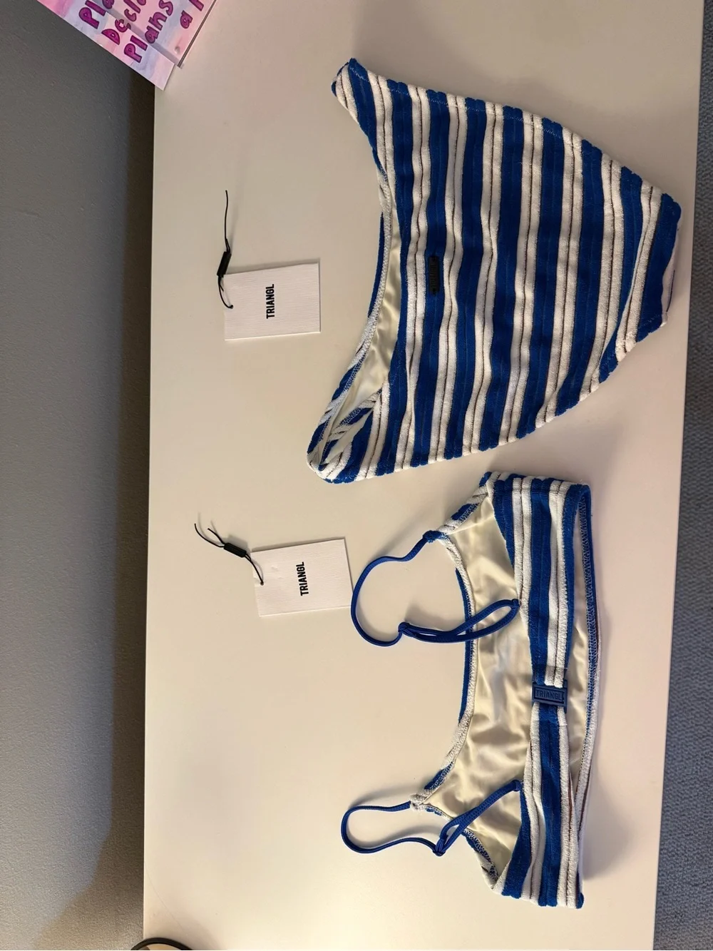 triangl swimwear Blue & White Striped Bikini Top